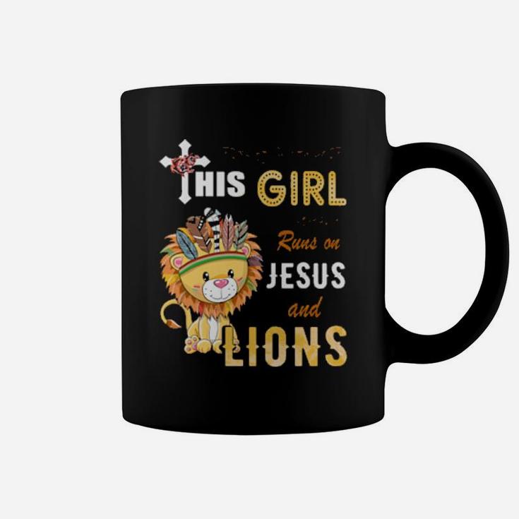 Funny Watercolor Girl Run On Jesus And Lions Coffee Mug