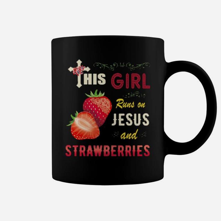 Funny Watercolor Girl Run On Jesus And Strawberries Coffee Mug