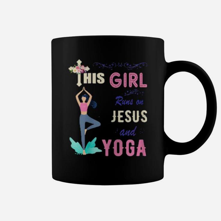 Funny Watercolor Girl Run On Jesus And Yoga Coffee Mug