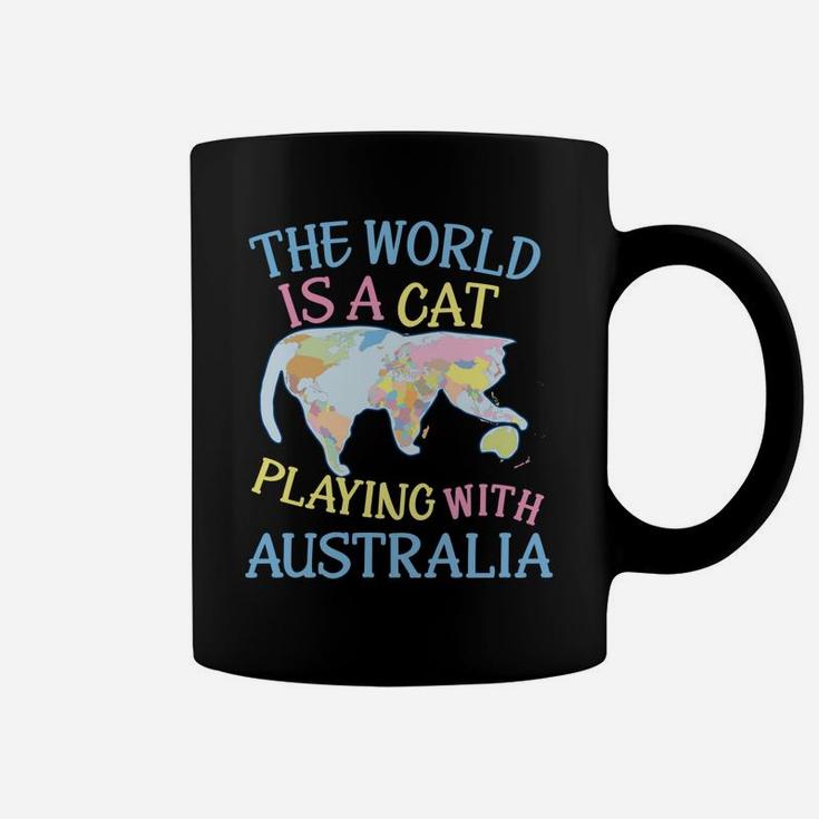 Funny World Is A Cat Playing Map Coffee Mug