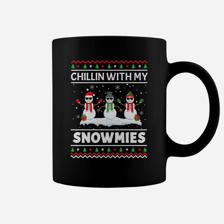 Funny Xmas Chillin With My Snowmies Christmas Ugly Coffee Mug
