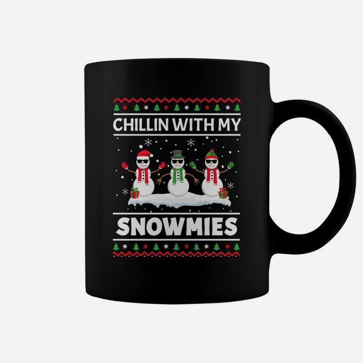 Funny Xmas Chillin With My Snowmies Christmas Ugly Sweatshirt Coffee Mug