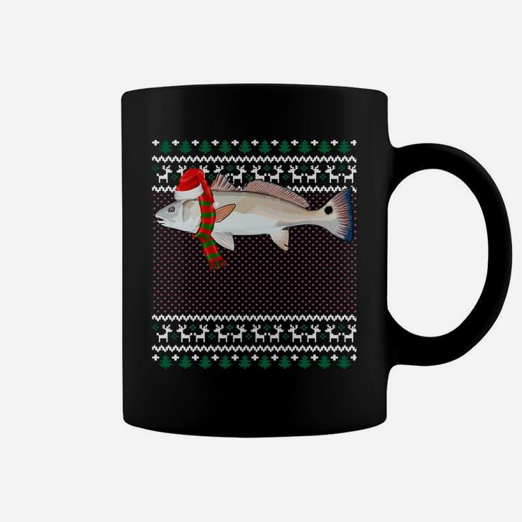 Funny Xmas Santa Hat Redfish Ugly Christmas Sweatshirt Coffee Mug