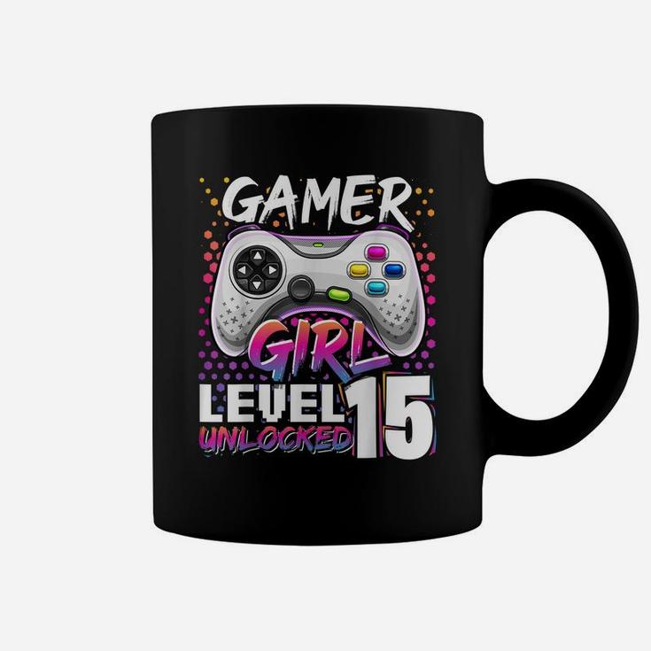 Gamer Girl Level 15 Unlocked Video Game 15Th Birthday Gift Coffee Mug