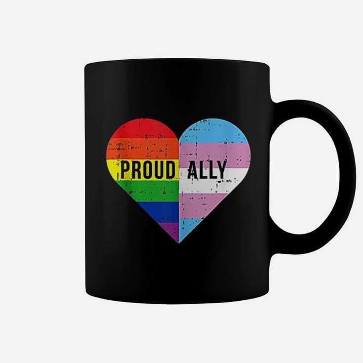 Gay Trans Transgender Heart Rainbow Flag Cool Lgbt Ally Gift Coffee Mug