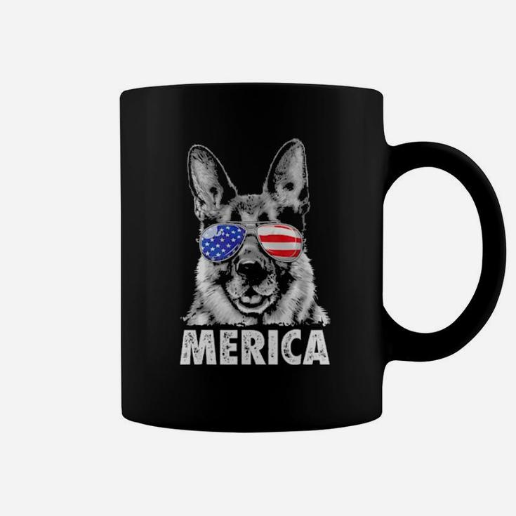German Shepherd 4Th Of July  Merica  Usa Flag Coffee Mug