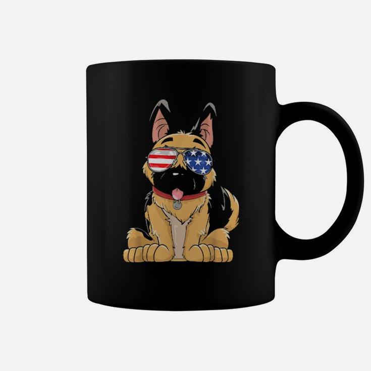 German Shepherd American Sunglasses 4Th Of July Dog Coffee Mug