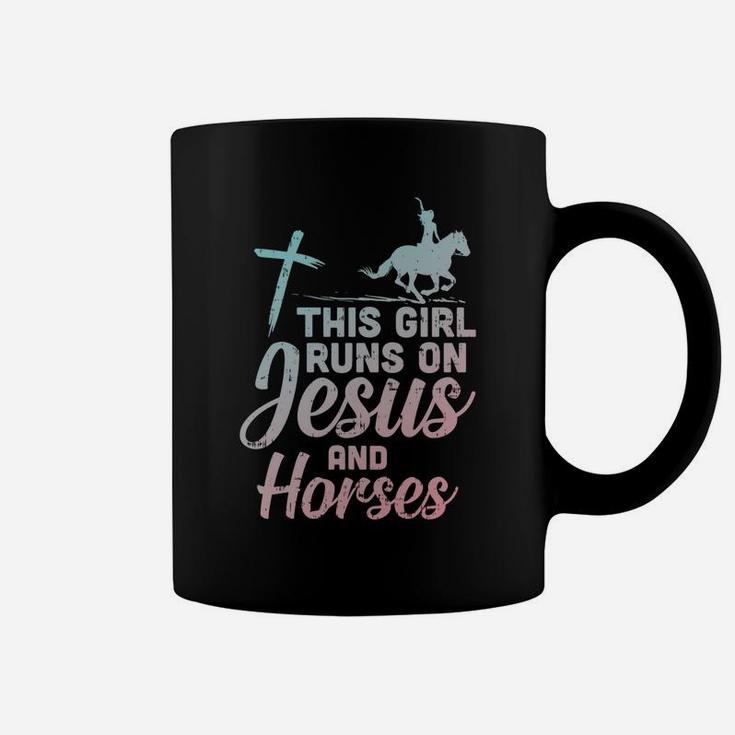 Girl Runs Jesus Horses Christian Horseback Equestrian Gift Coffee Mug