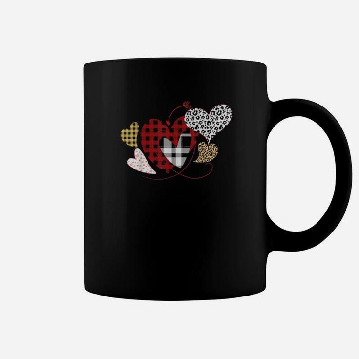 Girls Valentines Day Hearts Love Leopard Plaid Coffee Mug