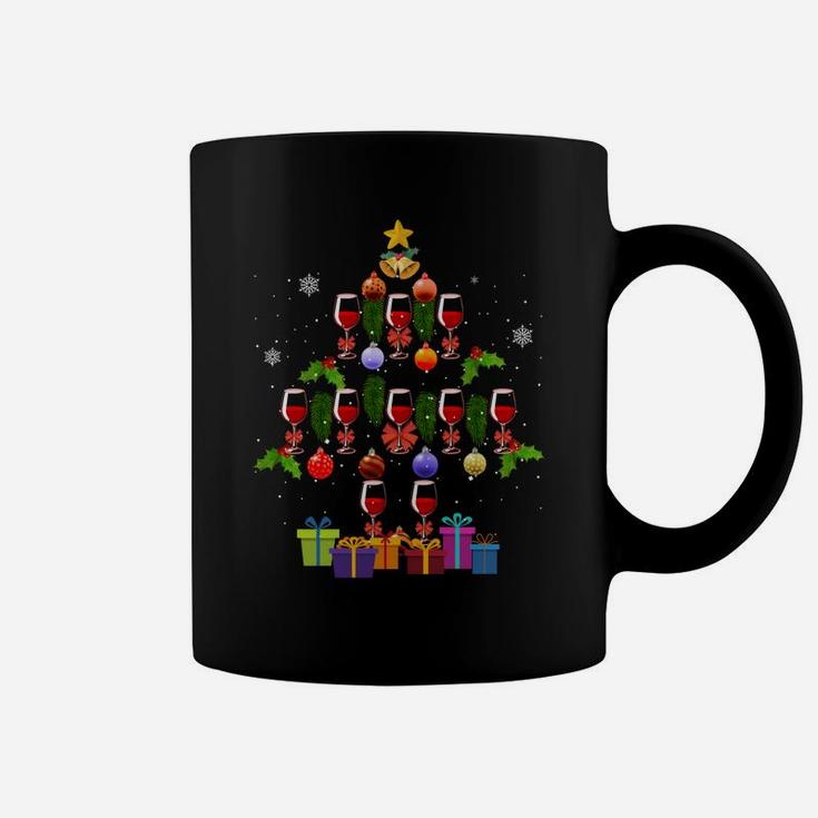 Glasses Of Wine Christmas Tree Xmas Gift For Wine Lover Sweatshirt Coffee Mug