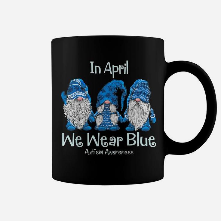 Gnome In April We Wear Blue Autism Awareness Coffee Mug