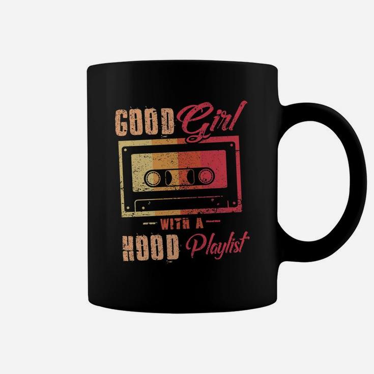 Good Girl With A Hood Playlist Funny Cassette Tape Coffee Mug