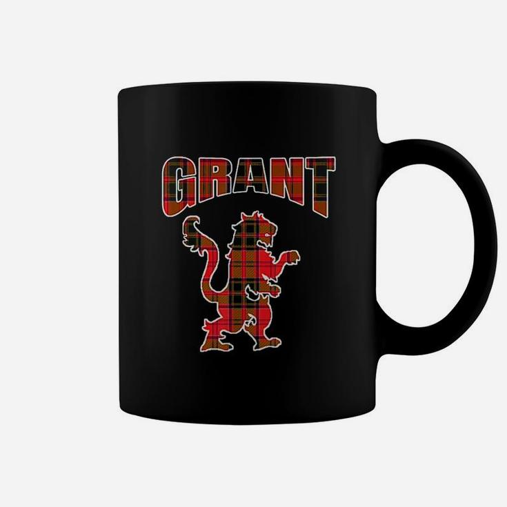Grant Clan Kilt Tartan Lion Namesake Scottish Coffee Mug