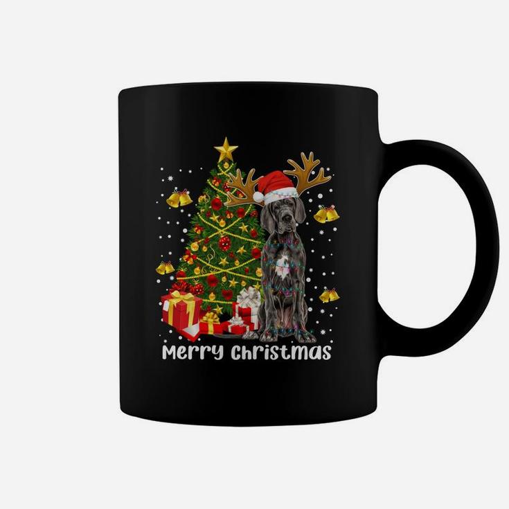 Great Dane Christmas Lights Tree Santa Xmas Pajamas Dog Dad Coffee Mug