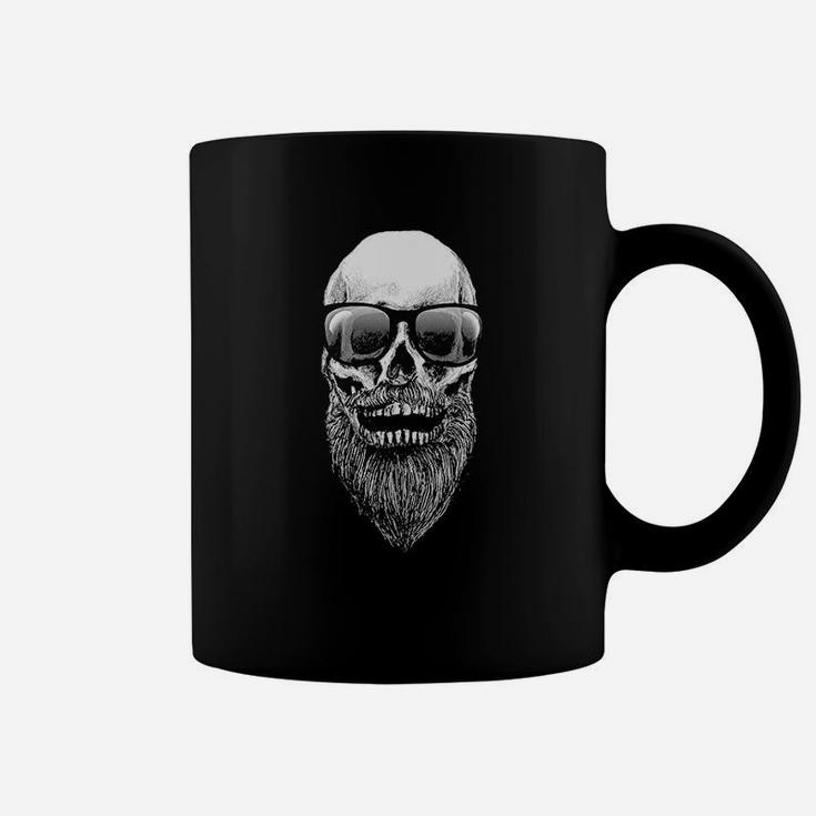 Gs-eagle Men's Skull With Beard And Sunglasses Hipster Graphic Coffee Mug