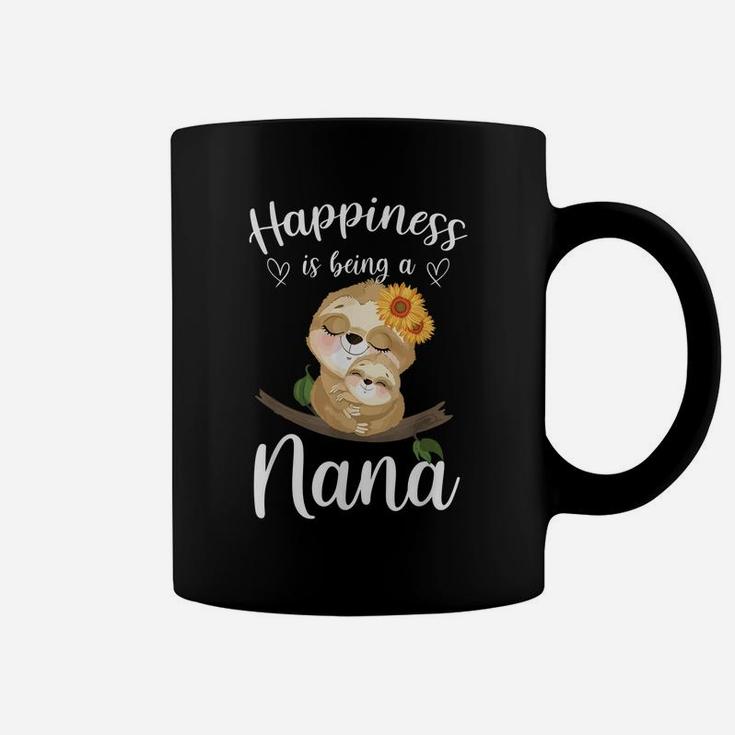 Happiness Is Being A Nana Cute Sloth Flower Coffee Mug