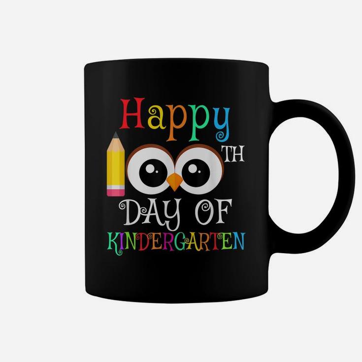 Happy 100Th Day Of Kindergarten Owl Gift Teacher Student Kid Coffee Mug