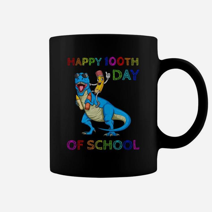 Happy 100Th Day Of School Pencil Riding Dinosaur T Rex Funny Sweatshirt Coffee Mug
