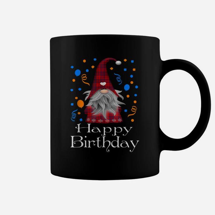 Happy Birthday Gnome Lovers Gift Cute Heart Buffalo Plaid Coffee Mug