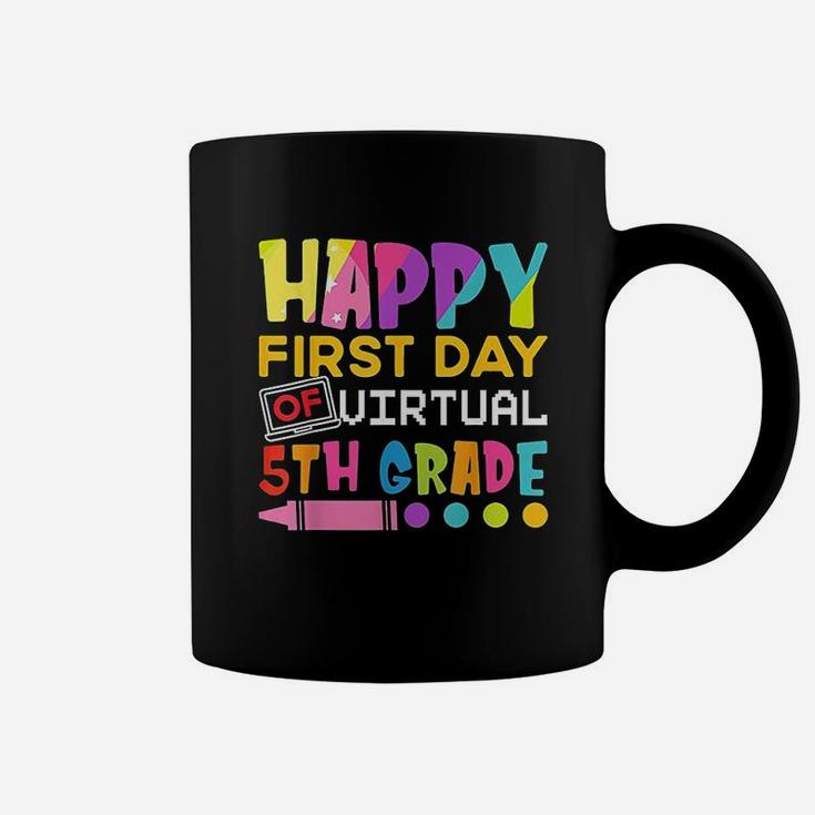 Happy First Day Of Virtual 5Th Grade Funny Back To School Coffee Mug