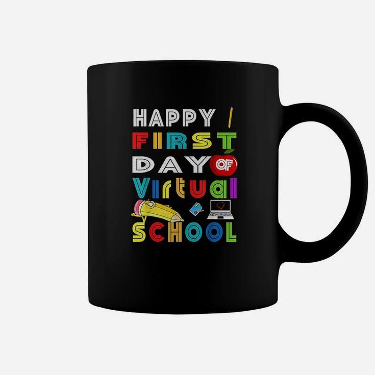 Happy First Day Of Virtual School Teacher Students Coffee Mug