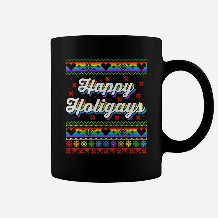 Happy Holigays Funny Lgbtq Pride Ugly Christmas Coffee Mug