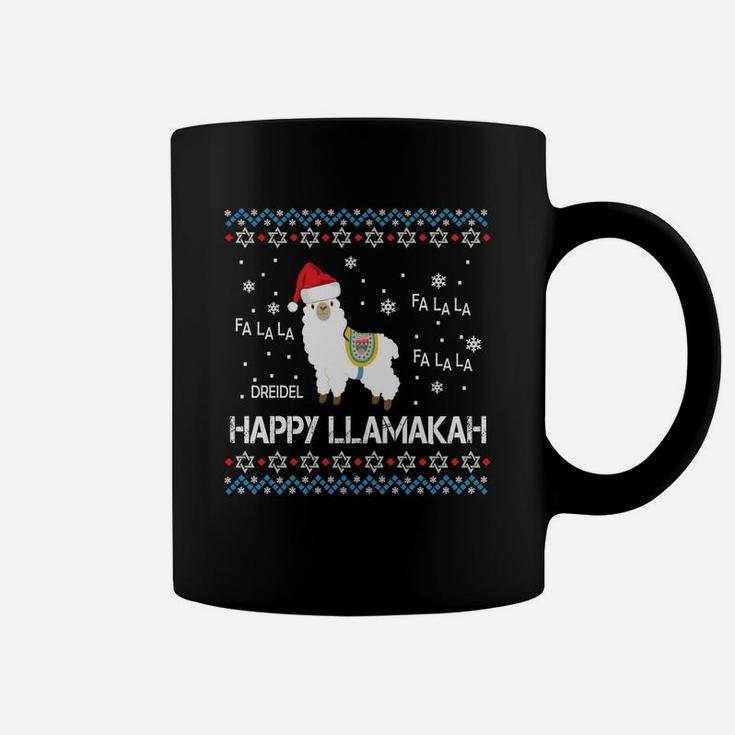 Happy Llamakah Sweatshirt Funny Ugly Hanukkah Xmas Llama Coffee Mug