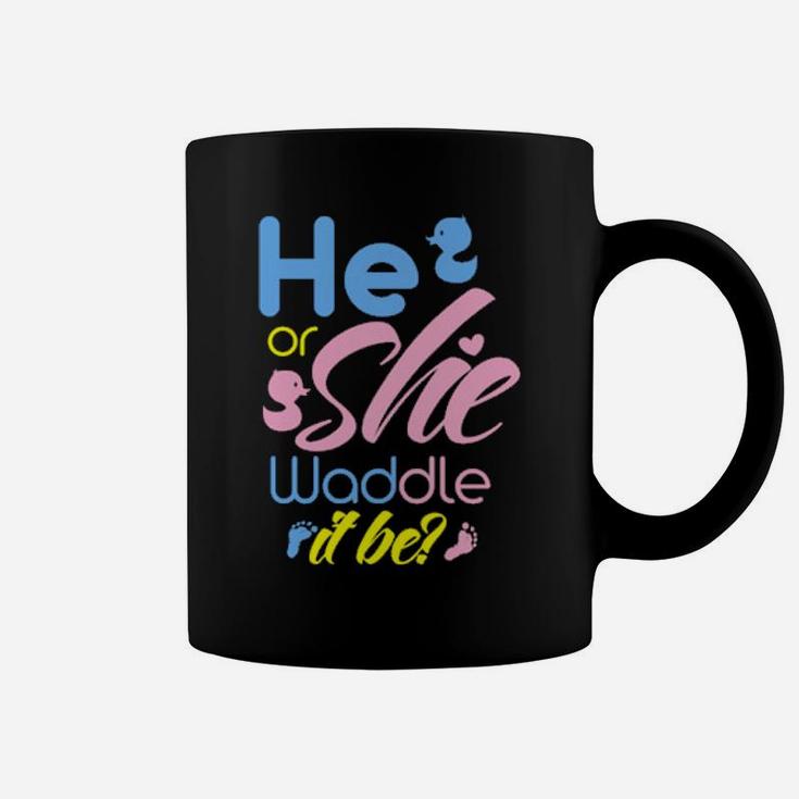 He Or She Waddle It Be Gender Reveal Party Cute Duck Game Coffee Mug