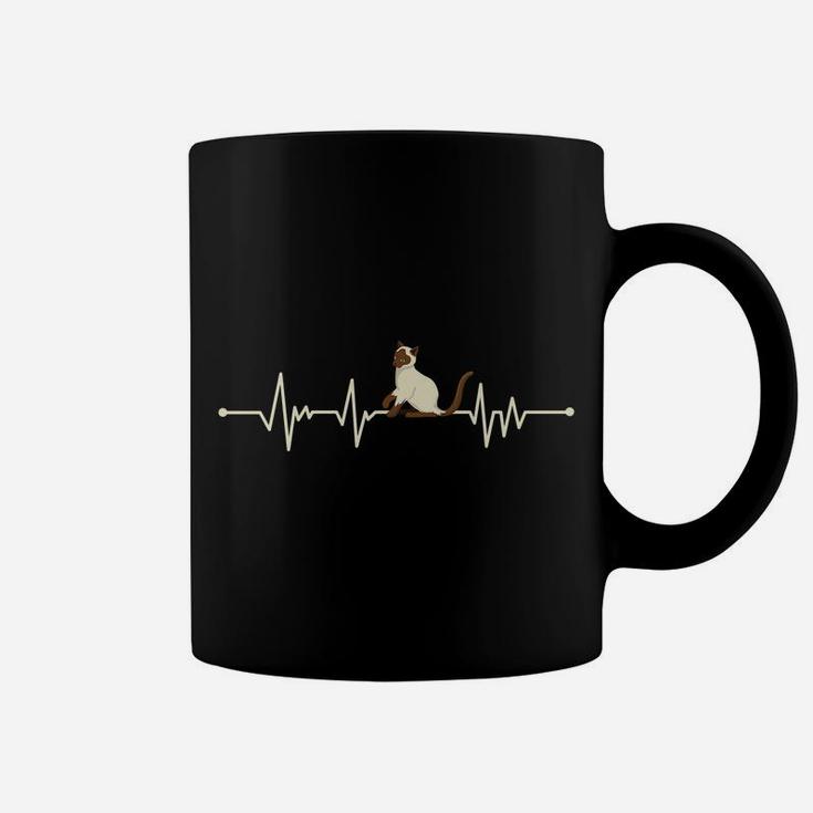 Heartbeat Design Siamese Cat - Funny Cute Coffee Mug