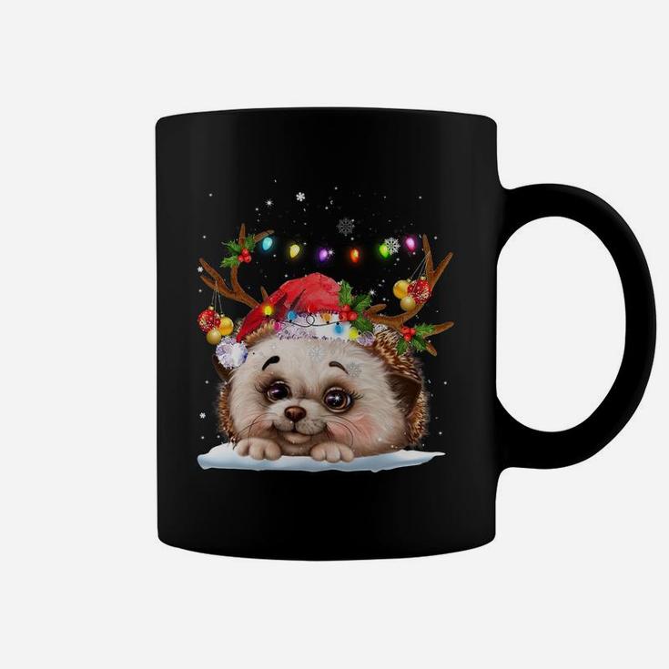 Hedgehogs Reindeer Xmas Lighsts Christmas Ornaments Xmas Sweatshirt Coffee Mug