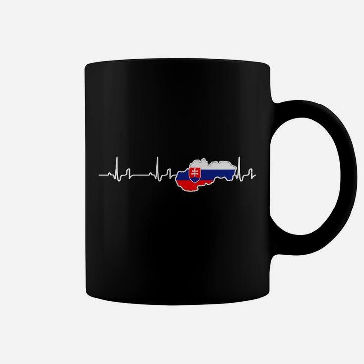 Herzschlag Slowakei-Flagge Tassen, EKG-Design Schwarzes Tee