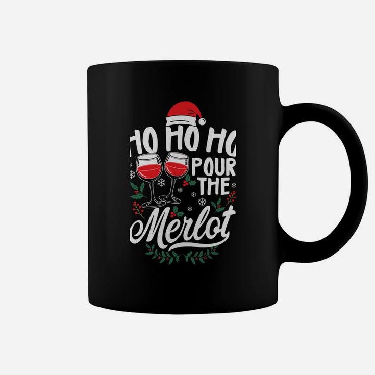 Ho Ho Ho Pour The Merlot Funny Drinking Xmas Party Sweatshirt Coffee Mug