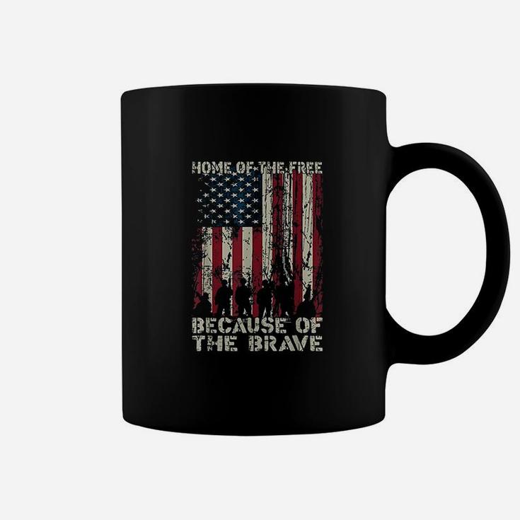 Home Of The Free Because Of The Brave Distress American Flag Coffee Mug