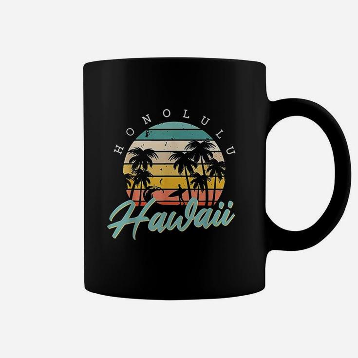 Honolulu Hawaii Aloha Hula Retro Vintage Sunset Summer Beach Coffee Mug