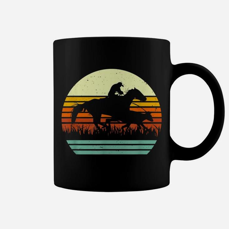 Horse And Cowboy Calf Roping Retro Sun Style Coffee Mug