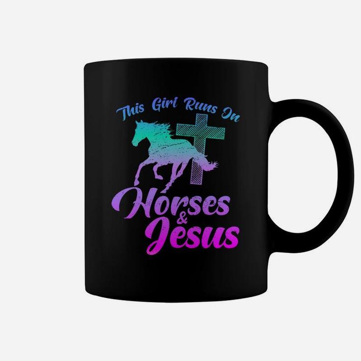 Horse Riding This Girl Runs On Horses & Jesus Christian Gift Coffee Mug
