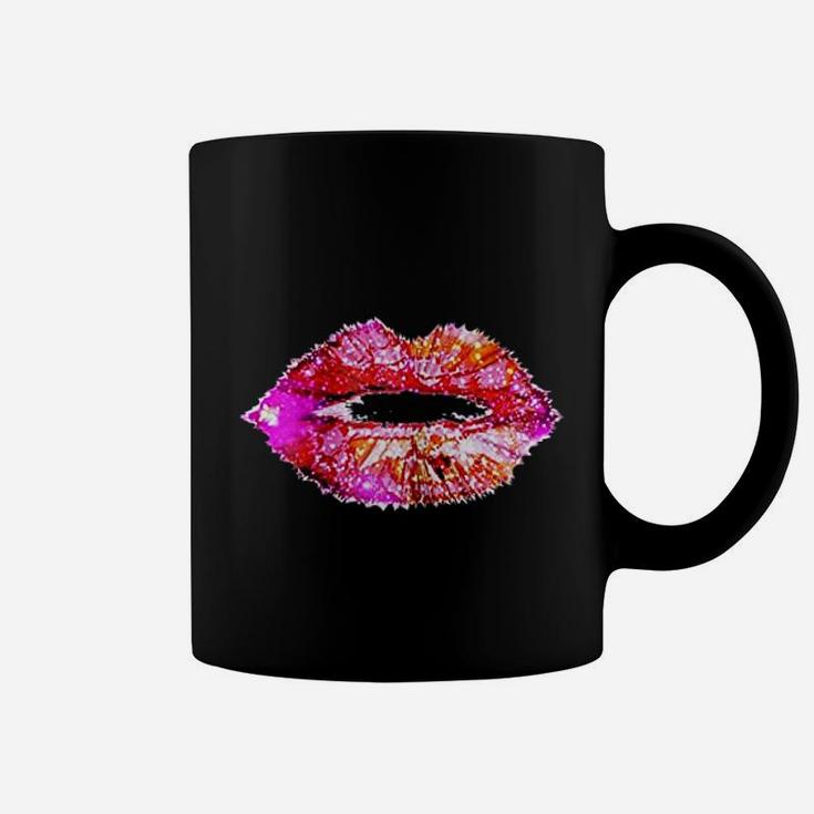 Hot Pink Lips Kiss Neon Coffee Mug
