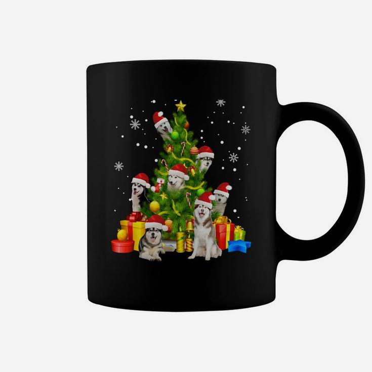 Husky Christmas Tree Gift X-Mas Santa Hat Womens Mens Coffee Mug