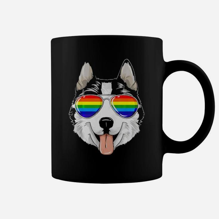 Husky Gay Pride Flag Lgbt Rainbow Sunglasses Husky Coffee Mug