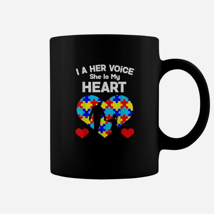 I Am Her Voice She Is My Heart Autism Awareness Dad Coffee Mug