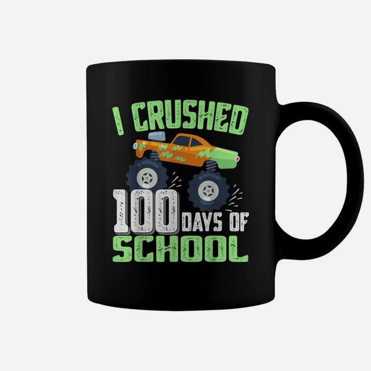 I Crushed 100 Days Of School Monster Truck Gifts Boys Kids Coffee Mug