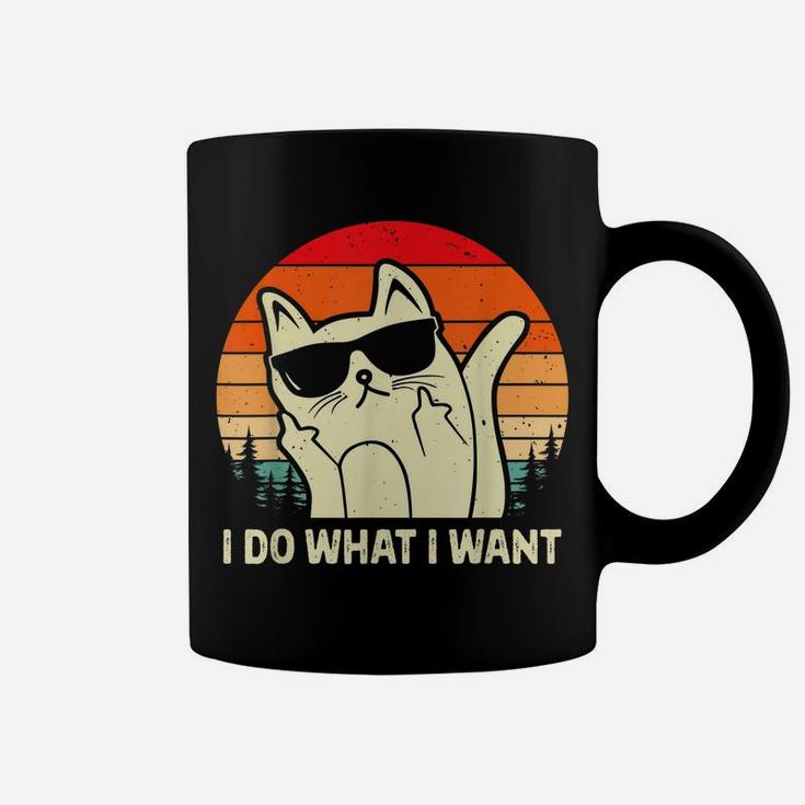 I Do What I Want Sunglasses Vintage Funny Cat Lovers Tee Coffee Mug