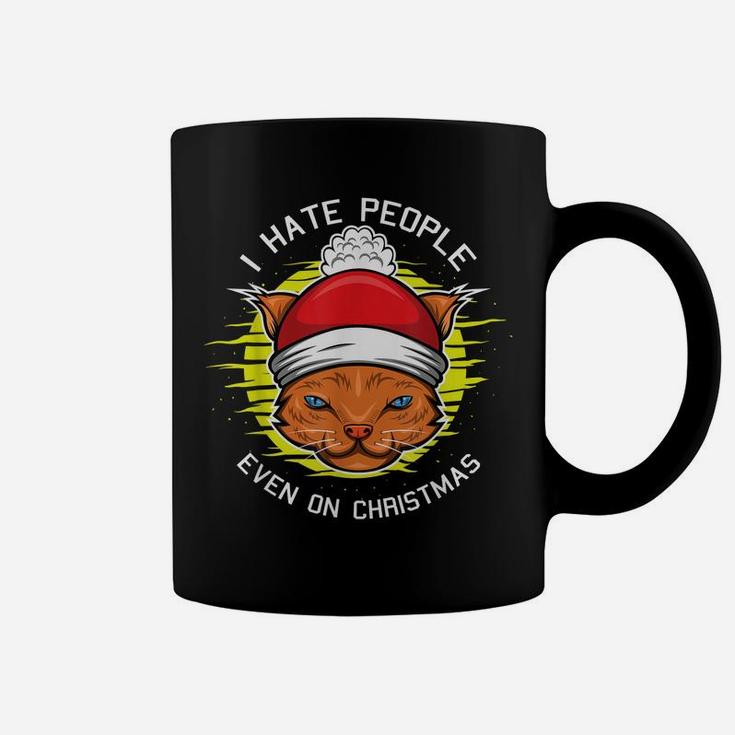I Hate People Christmas Funny Cat Kitten Lovers X-Mas Coffee Mug