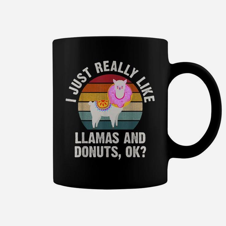 I Just Really Like Llamas And Donuts Funny Llamas Theme Cute Coffee Mug