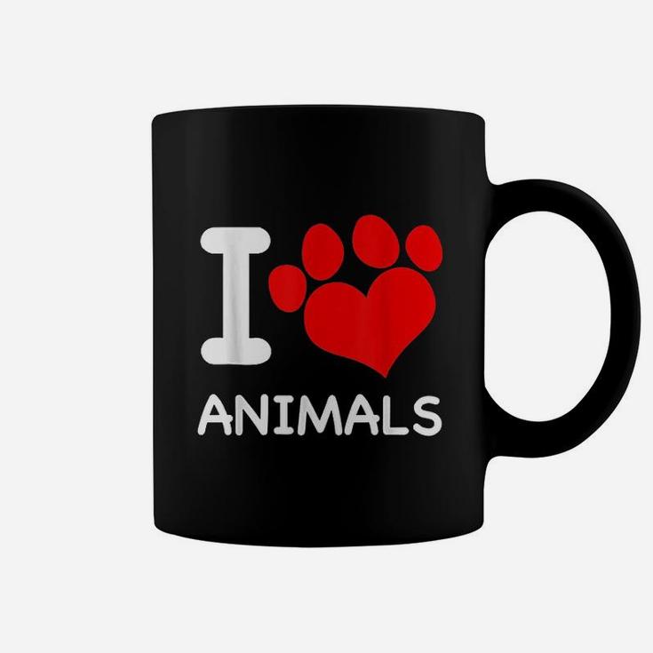 I Love Animals With Heart Paw Print For Pet Lovers Coffee Mug