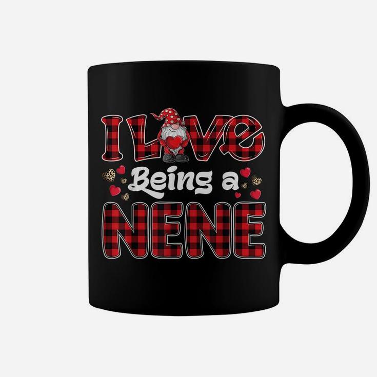 I Love Being Nene Red Plaid Hearts Gnome Valentine's Day Coffee Mug