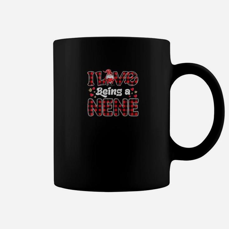 I Love Being Nene Red Plaid Hearts Gnome Valentines Day Coffee Mug