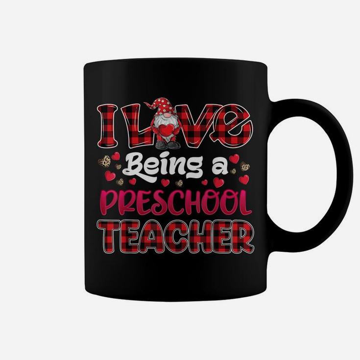 I Love Being Preschool Teacher Hearts Gnome Valentine's Day Coffee Mug