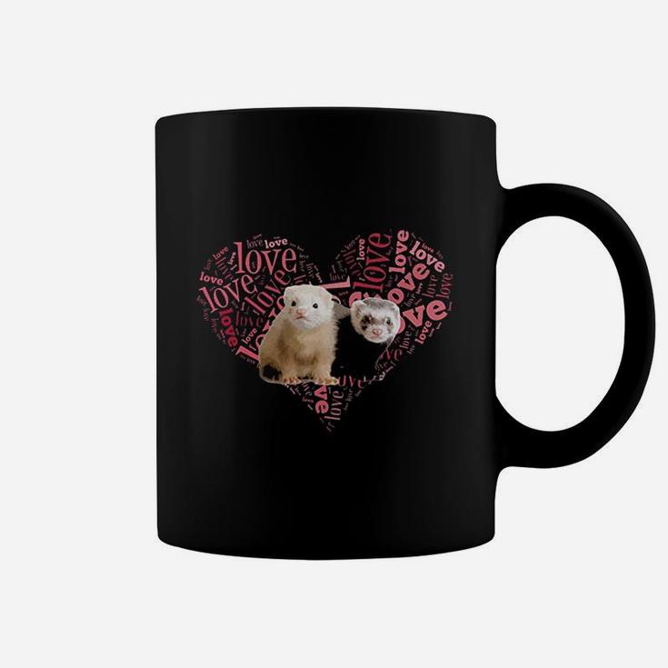 I Love Ferrets Heart Shaped Coffee Mug