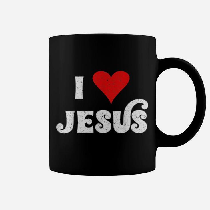I Love Jesus Christian Faith Vintage 70S Heart Coffee Mug